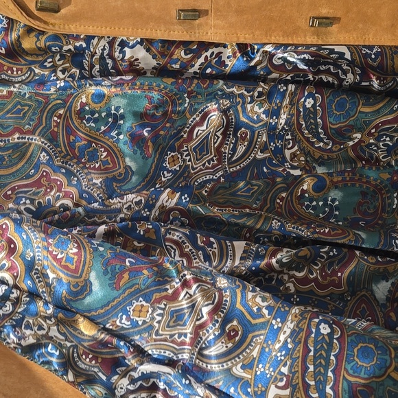 Retro 90's Guillaume Tan/Camel Suede Women's Blazer/Jacket With Paisley Lining - Picture 9 of 13